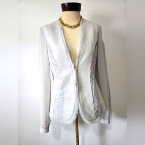 IRIS SETLAKWE lightweight Soft Grey Blazer With Delicate Sheer Sleeves. Size 6